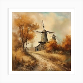 Vintage Oil Painting, Farmhouse Wall Decorations, Vintage Landscape, Printable Wall Art, Vintage Landscape Oil Painting.
22Windmills. Art Print