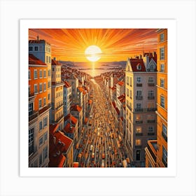 Lisbon, Portugal Cubism Style Art Print