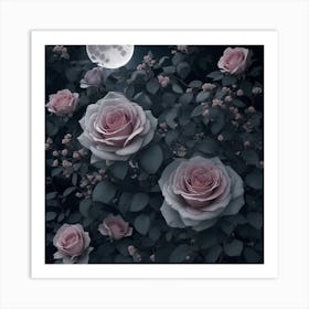 Roses In The Moonlight Art Print