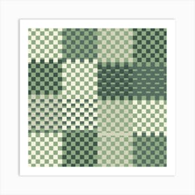 Sage Green Checkered Pattern Art Print