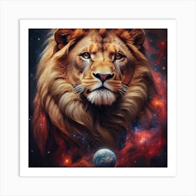 Lion In Space Art Print