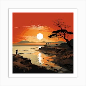 Sunset On The Beach Art Print