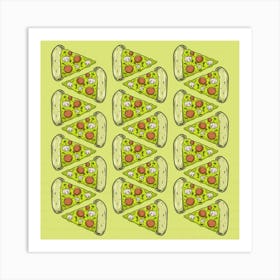 Pizza Fast Food Pattern Seamles Design Background Art Print