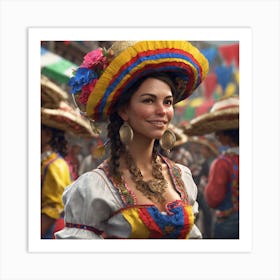 Woman In A Mexican Hat 1 Art Print