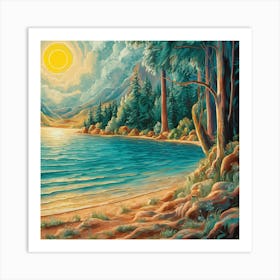 Sunset By The Lake 4 Art Print