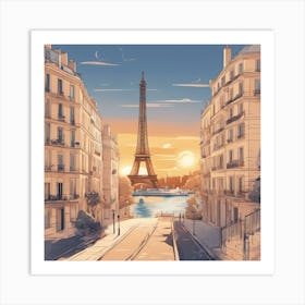 Paris At Sunset Art Print