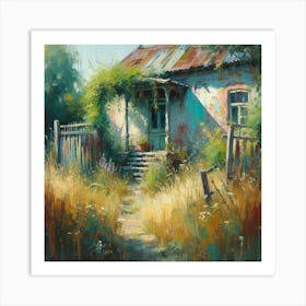 Abandoned Old House, Acrylic Painting Style Art Print