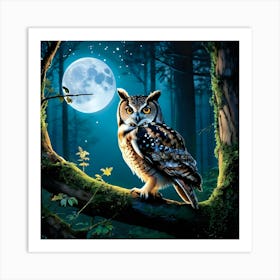 Owl In The Forest 2 Art Print