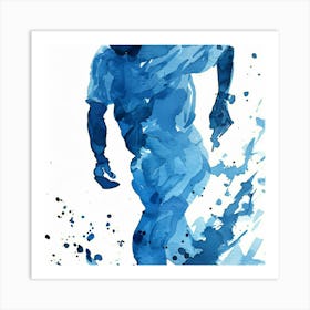 Watercolor - Baseball Player Running Art Print