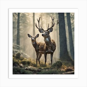 Deer In The Forest 221 Art Print