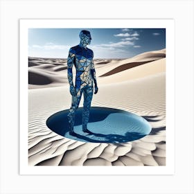 Blue Man In Sand 1 Art Print