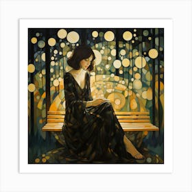 Woman Sitting On A Bench Art Print