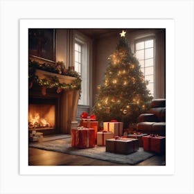 Christmas Tree In The Living Room 72 Art Print