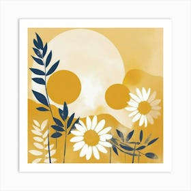 Sunflowers And Daisies paintings art print Art Print