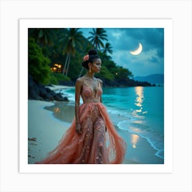 Moonlight On The Beach Art Print