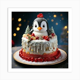 Firefly Adorable Penguin Themed Cake With Festive Wintry Accents 12007 (2) Art Print