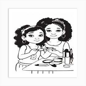 Two Girls Make Up Art Print