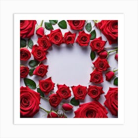 Frame Of Red Roses Art Print