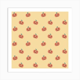 Pumpkins On A Yellow Background Art Print