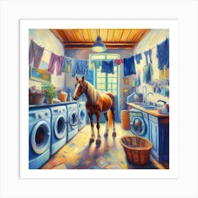 Horse In Laundry Room 1 Art Print