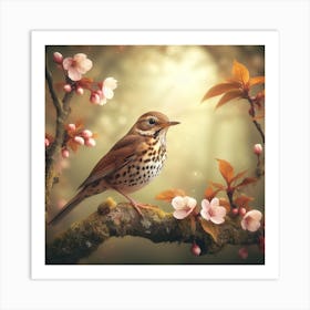 Bird Perched On A Branch Art Print