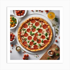 Pizza with salami Art Print