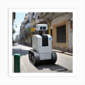 Robot On The Street 40 Art Print