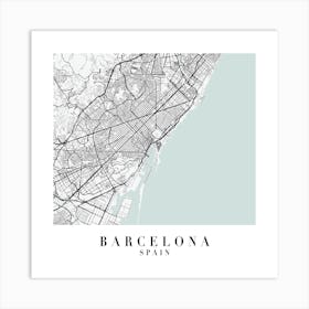 Barcelona Spain Street Map Color Minimal Square Art Print