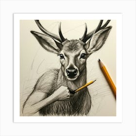 Deer Drawing 38 Art Print