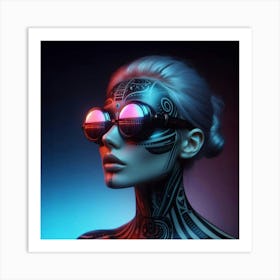 Futuristic Woman With Goggles Art Print