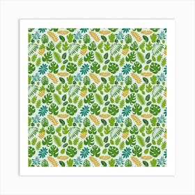 Leaves Tropical Background Pattern Green Botanical Texture Nature Foliage Art Print