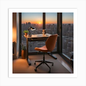 Desk At Sunset Art Print