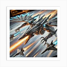 Mecha Draco Aerial Dash Iron Commonwealth Art Print