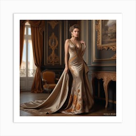 Golden Evening Gown 3 Art Print