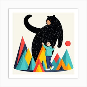 Boy And A Bear 1 Art Print