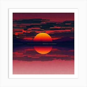 Sunset Pixel Art Art Print