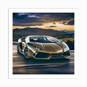 Golden Lamborghini 2 Art Print