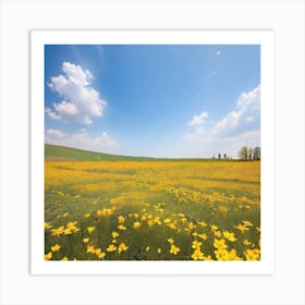 Yellow Flowers In A Field 13 Art Print