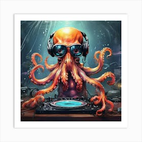 Dj Octopus 7 Art Print