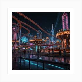 Disneyland At Night 2 Art Print