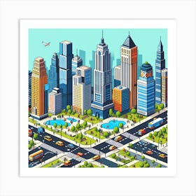 Isometric Cityscape 1 Art Print