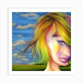 Rainbow Haired Girl Art Print