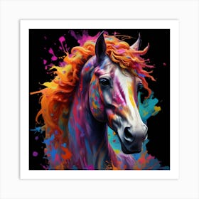 The colourful horse represents a powerful symbol of freedom, strength, and vitality. Art Print