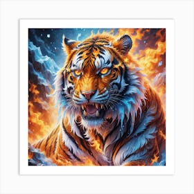 Tiger in flames different version  Art Print