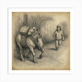 Boy And A Horse Art Print