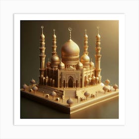 3D Arabic mosque in golden color 1 Art Print
