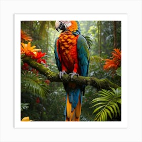 Colorful Parrot In The Jungle Art Print