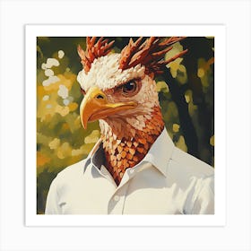 Mythical Bird Human Portrait Background 1 Art Print