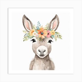 Floral Baby Donkey Nursery Illustration (14) Art Print