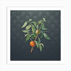 Vintage Peach Botanical on Slate Gray Pattern n.2077 Art Print